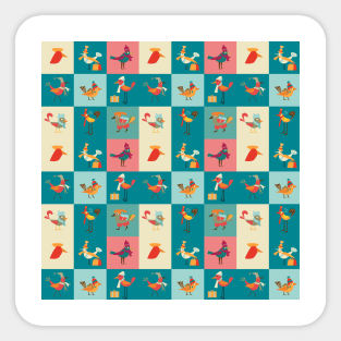 Bird & Square Pattern Sticker